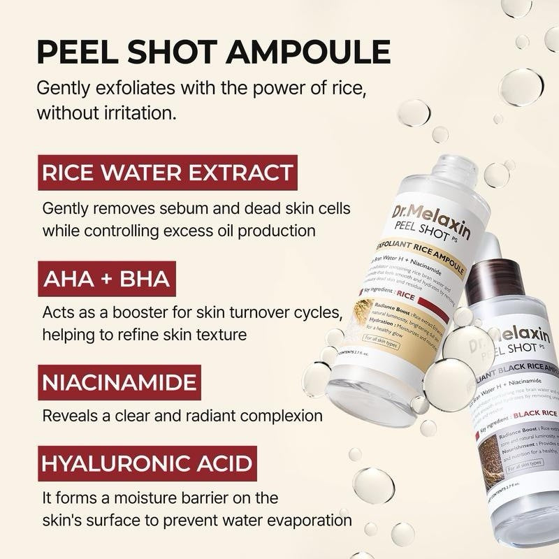 Dr. Melaxin Peel Shot Exfoliant Glow Rice Ampoule Duo