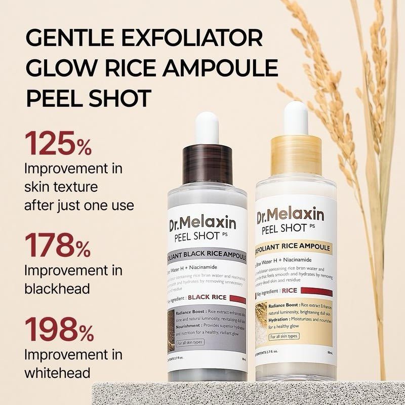 Dr. Melaxin Peel Shot Exfoliant Glow Rice Ampoule Duo